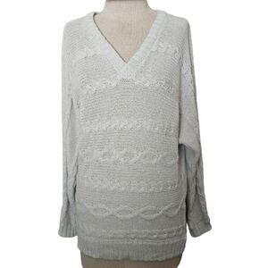 Silver Metallic Knit Sweater Size Medium